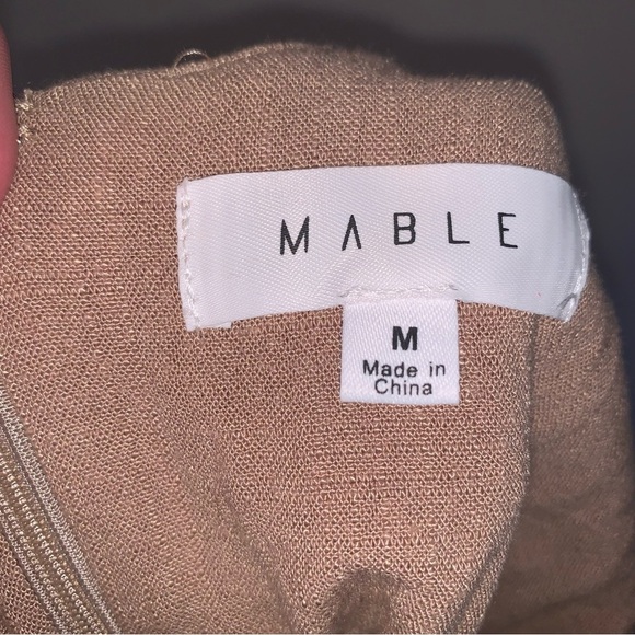 NWOT Mable Open Front Linen Cotton Midi Tan Dress M - Picture 4 of 8
